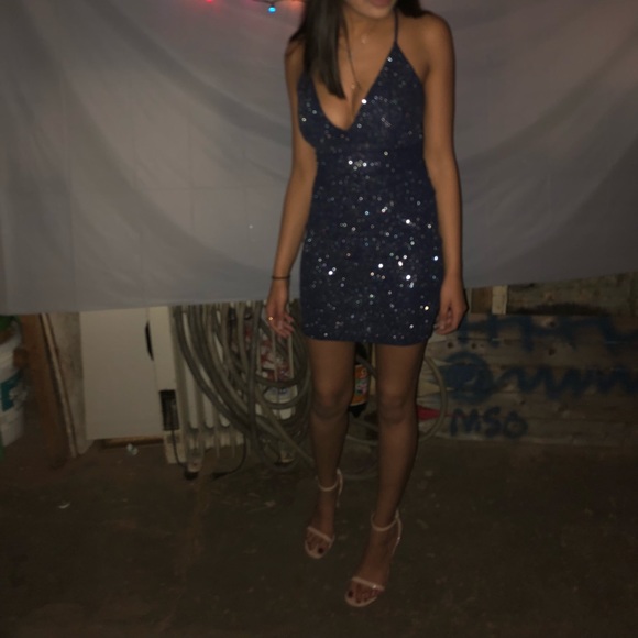 Navy blue sparkly mini dress - Picture 5 of 6